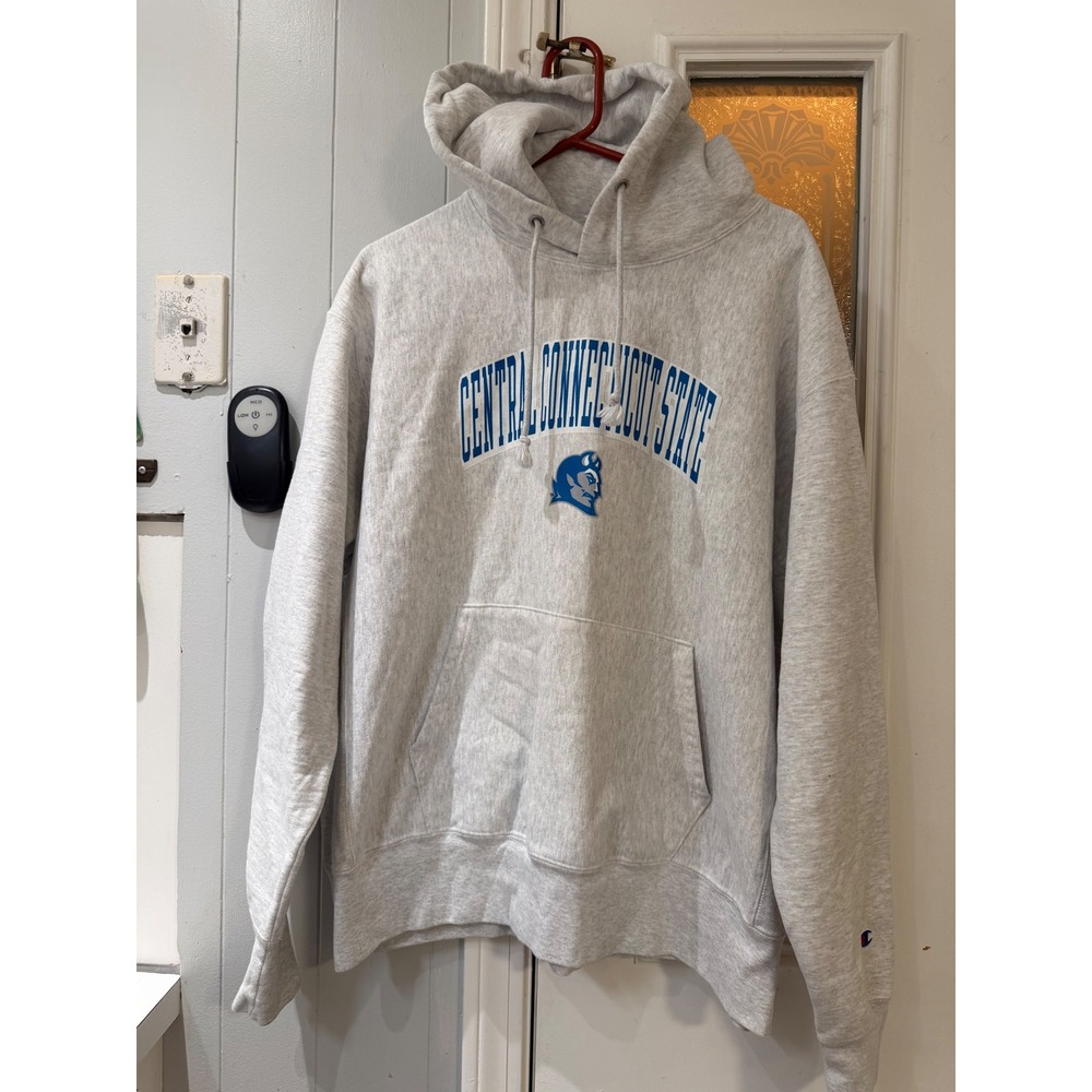 Champion Reverse Weave Central Connecticut State Hoodie Gray XL CCSU Blue Devils